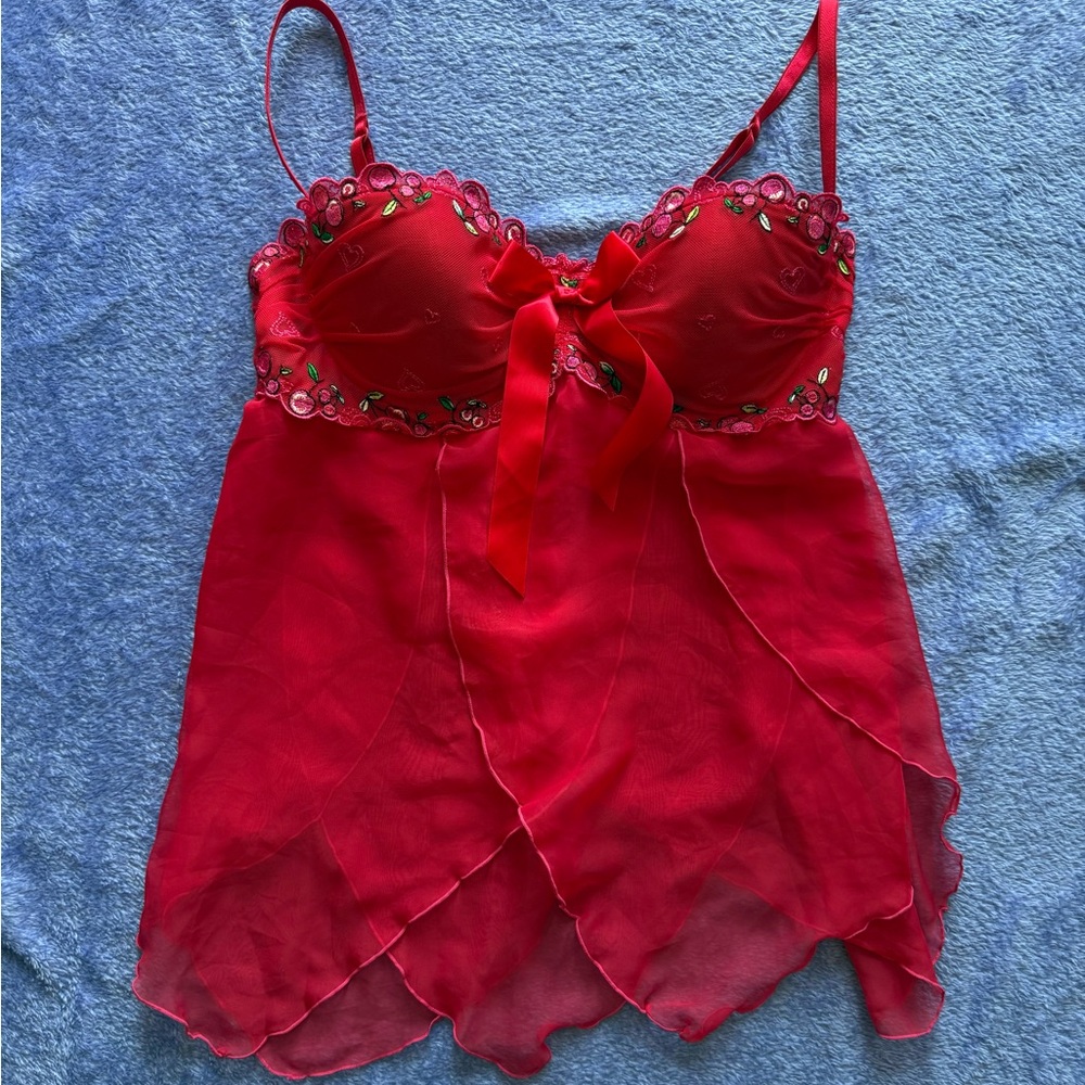 Vintage Victorias Secret Sexy Little Things Cherry Babydoll Lingerie